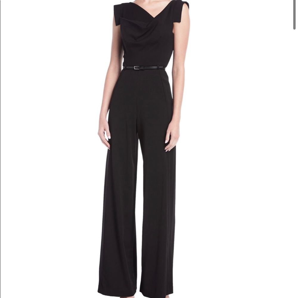 Black Halo Jackie Cap Sleeve belted jumpsuit